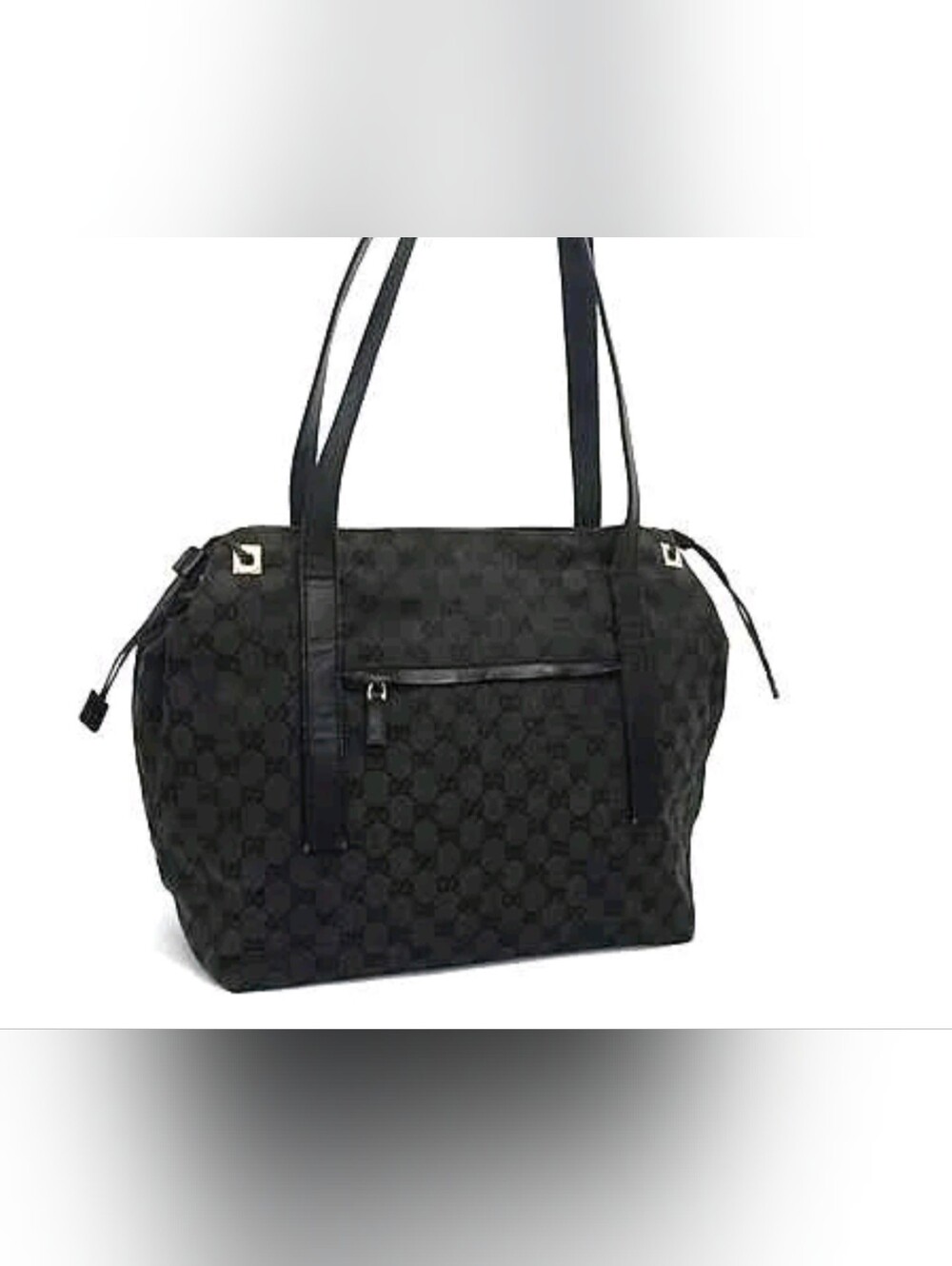 Vintage Gucci Black GG Monogram Canvas Tote Bag